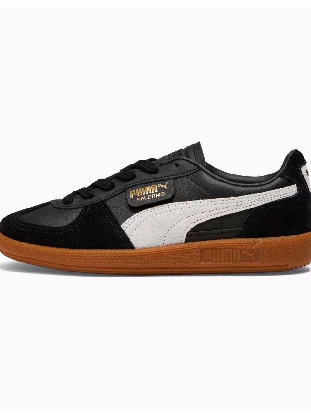 Puma Palermo Black Dark Green and White Sneakers with Gum Sole - Picture 3 of 9